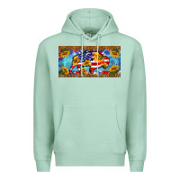 Seafoam bison amerıcan flag  license plate template Premium Hoodie - BarkalooDesign