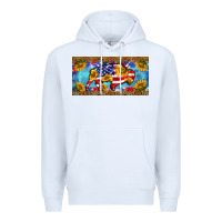 White bison amerıcan flag  license plate template Premium Hoodie - BarkalooDesign