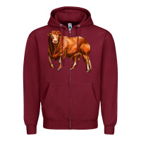 Burgundy red angus bull Zipper Hoodie - LillyAllenDesigns