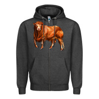 Charcoal Heather red angus bull Zipper Hoodie - LillyAllenDesigns