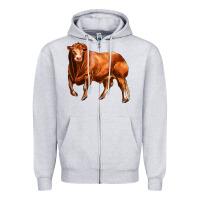 Red Angus Bull Zipper Hoodie | Teevron