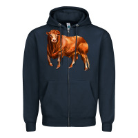 Navy red angus bull Zipper Hoodie - LillyAllenDesigns