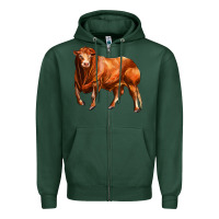 Sports Green red angus bull Zipper Hoodie - LillyAllenDesigns