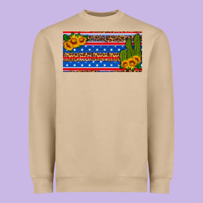 Usa Sunflower And Cactus License Plate Heavyweight Sweatshirt Designed By Hra Design Shop