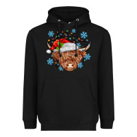Black christmas cow Heavyweight Hoodie - MaliasSmallBusiness