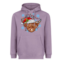 Lavender christmas cow Heavyweight Hoodie - MaliasSmallBusiness