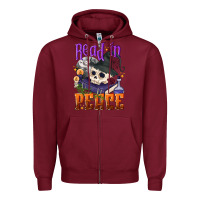 Burgundy Read in peace Halloween Zipper Hoodie - NancyCooperArtShop