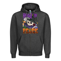 Charcoal Heather Read in peace Halloween Zipper Hoodie - NancyCooperArtShop