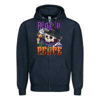 Navy Read in peace Halloween Zipper Hoodie - NancyCooperArtShop