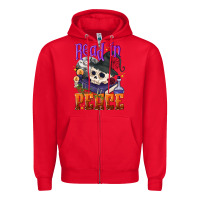 Red Read in peace Halloween Zipper Hoodie - NancyCooperArtShop