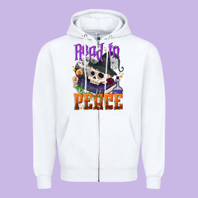 Read In Peace Halloween Zipper Hoodie Designed By Nancycooperartshop