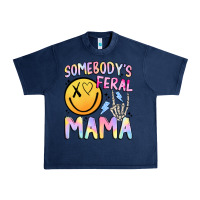 Navy somebody's feral mama Urban Heavy Tee - JahusDesignShop
