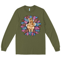 Army Green easter leopard bunny sunflower Long Sleeve Tee - Artiststas