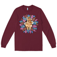 Burgundy easter leopard bunny sunflower Long Sleeve Tee - Artiststas