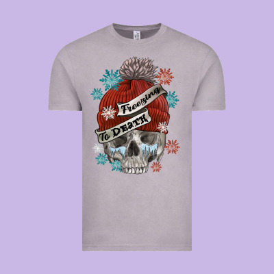 Freezing To Death Skull Vintage Tee Designed By Fadigitalartstudio