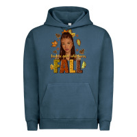 Pigment Midnight Navy Just a girl who loves Fall afro woman Urban Hoodie - NancyCooperArtShop