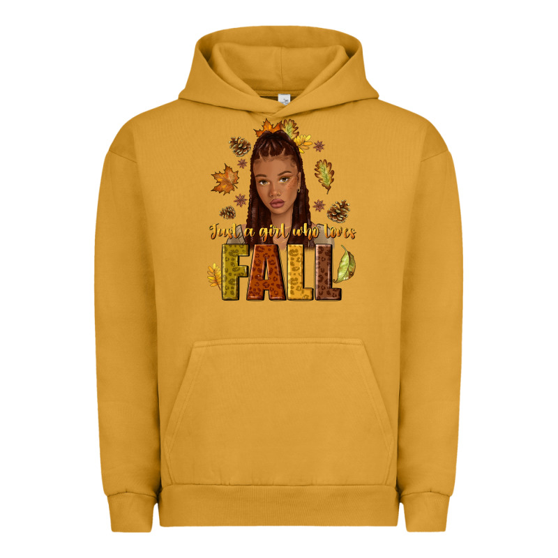 Just A Girl Who Loves Fall Afro Woman Urban Hoodie by NancyCooperArtShop | Teevron