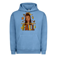 Pigment Pebble Blue Just a girl who loves Fall afro woman Urban Hoodie - NancyCooperArtShop