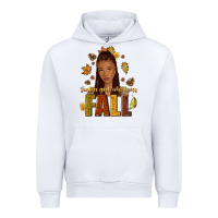 White Just a girl who loves Fall afro woman Urban Hoodie - NancyCooperArtShop