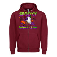 Burgundy Spooky babes club Zipper Hoodie - NancyCooperArtShop