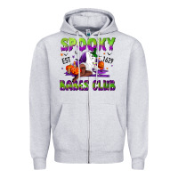 Heather Grey Spooky babes club Zipper Hoodie - NancyCooperArtShop