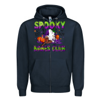 Navy Spooky babes club Zipper Hoodie - NancyCooperArtShop
