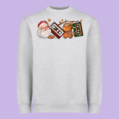 Coffee Cup Santa Cassette Cookie Heavyweight Sweatshirt Designed By Fadigitalartstudio