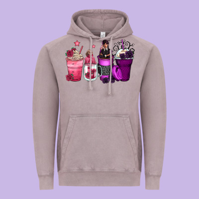 Wednesday And Enid Coffee Cups Vintage Hoodie Designed By Zillion Design Studio