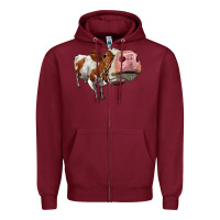 Burgundy cute simmental cow Zipper Hoodie - LillyAllenDesigns