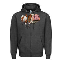 Charcoal Heather cute simmental cow Zipper Hoodie - LillyAllenDesigns