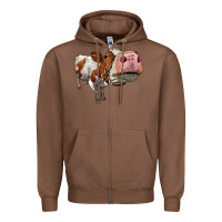 Chestnut cute simmental cow Zipper Hoodie - LillyAllenDesigns