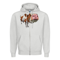 Dove Grey cute simmental cow Zipper Hoodie - LillyAllenDesigns