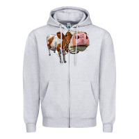 Heather Grey cute simmental cow Zipper Hoodie - LillyAllenDesigns