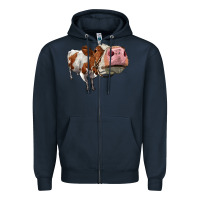 Navy cute simmental cow Zipper Hoodie - LillyAllenDesigns