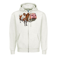 Oatmeal Heather cute simmental cow Zipper Hoodie - LillyAllenDesigns