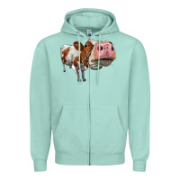 Seafoam cute simmental cow Zipper Hoodie - LillyAllenDesigns