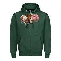 Sports Green cute simmental cow Zipper Hoodie - LillyAllenDesigns