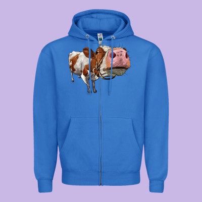 Cute Simmental Cow Zipper Hoodie Designed By Lillyallendesigns