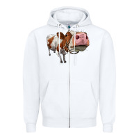 White cute simmental cow Zipper Hoodie - LillyAllenDesigns