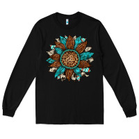 Black gemstone cowhide leopard turquoise sunflower Long Sleeve Tee - Artiststas