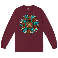 Burgundy gemstone cowhide leopard turquoise sunflower Long Sleeve Tee - Artiststas