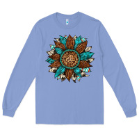 Colony Blue gemstone cowhide leopard turquoise sunflower Long Sleeve Tee - Artiststas