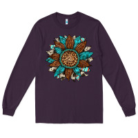 Plum gemstone cowhide leopard turquoise sunflower Long Sleeve Tee - Artiststas