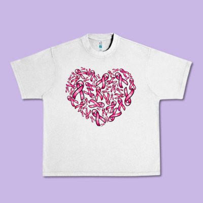 Breast Cancer Ribbon Heart Urban Heavy Tee Designed By Adodesignshop