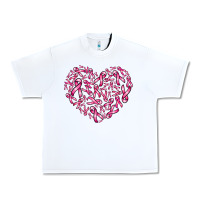 White breast cancer ribbon heart Urban Heavy Tee - AdoDesignShop