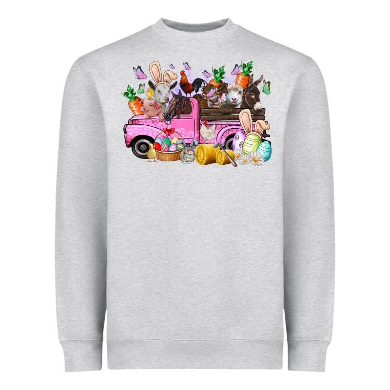 Easter Day Farm Animals Truck Heavyweight Sweatshirt by RacoonDesign | Teevron