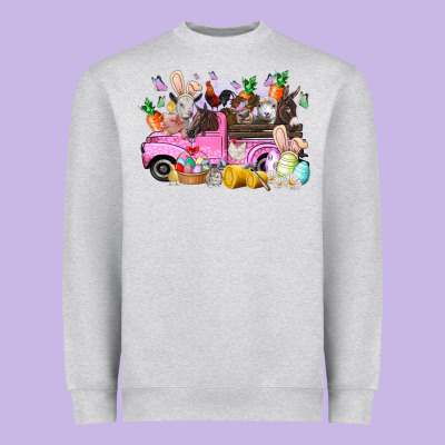 Easter Day Farm Animals Truck Heavyweight Sweatshirt Designed By Racoondesign