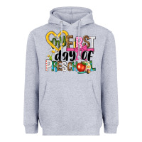 Heather Grey my first day of preschool Heavyweight Hoodie - NancyCooperArtShop