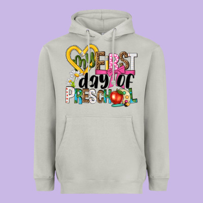 My First Day Of Preschool Heavyweight Hoodie Designed By Nancycooperartshop