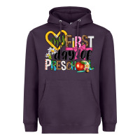 Plum my first day of preschool Heavyweight Hoodie - NancyCooperArtShop
